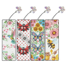 Diamond Art Bookmarks 4pcs: Acrylic Diamond Bookmarks Kits for Women - Spring Flower Butterfly DIY Bookmark