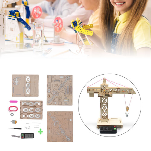 Educational Wooden Crane Model Remote Control Puzzle for Learning 2