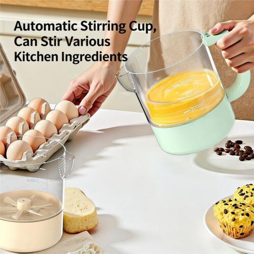 Electric Egg Beater Cup - Multifunctional Whisking Tool for Kitchen Efficiency Green 2