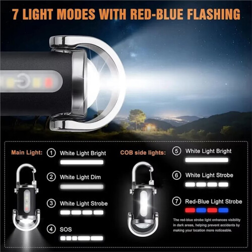 LED Flashlight Keychain Rechargeable, Waterproof Portable Light for Camping and Walking 1