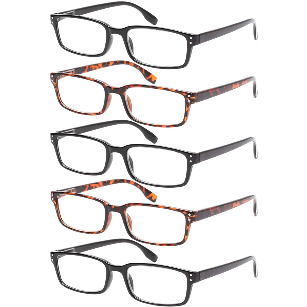Blue Light Blocking Reading Glasses 5 Pack Anti Glare Spring Hinges Lightweight +0 Unisex