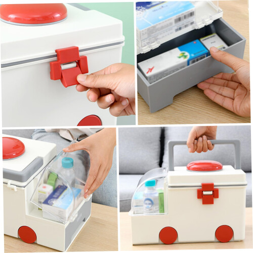 Large Capacity Lockable Medicine Storage Box with Handle, Double Layer Organizer for Home 2