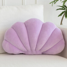 Shell Throw Pillow 13 Inch Lavender Velvet Seashell Cushion for Couch Bed and Beach Themed Decor