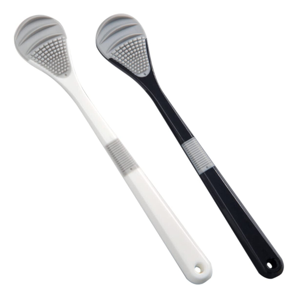 2pcs DoubleSided Tongue Scraper for Adults with Gentle Smooth Edges, Travel Oral Care