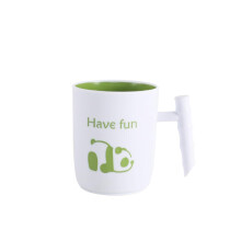 White Plastic Toothbrush Holder Cup 14oz with Large Handle Easy Clean Panda Design for Home Hotel