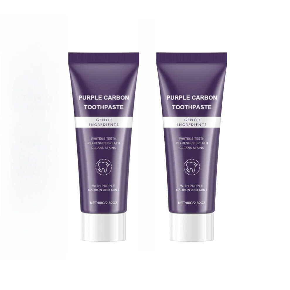 Purple Whitening Toothpaste For Sensitive Teeth With Gentle Carbon Stain Removal And Mint, 2Pack