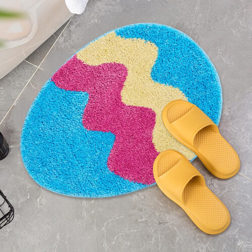 Easter Bunny Bath Mat Blue Tufted Bathroom Rug NonSlip  Absorbent Spring Decor 1