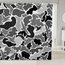 Grey Brown Camouflage Shower Curtain 72x72 Waterproof Full Coverage for Bathroom Kids Boys Hunting