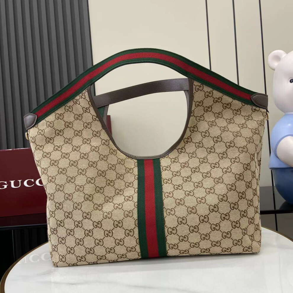 New Xhrain Unisex Gucci Giglio Large Gg Canvas Tote Bag 853971 Beige 60Cm Brown