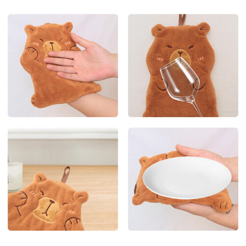 Kids Hand Towels with Capybara Pattern, Soft Polyester,  Absorbent, Fast Drying for Bathroom and Kitchen 2