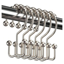 Shower Curtain Hooks Set of 12, Rustproof Double Glide Rings with Modern Nickel Finish for Bathroom