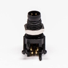 M8 4 Pin Male Right Angle PCB Mount Connector Waterproof Panel Socket for Industrial Use