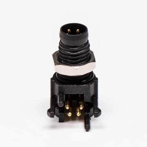 M8 4 Pin Male Right Angle PCB Mount Connector Waterproof Panel Socket for Industrial Use