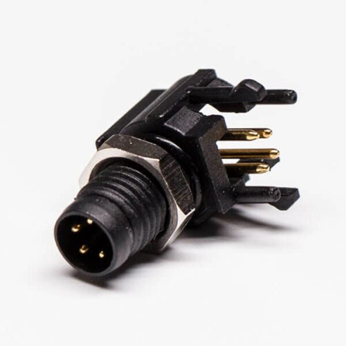 M8 4 Pin Male Right Angle PCB Mount Connector Waterproof Panel Socket for Industrial Use 1
