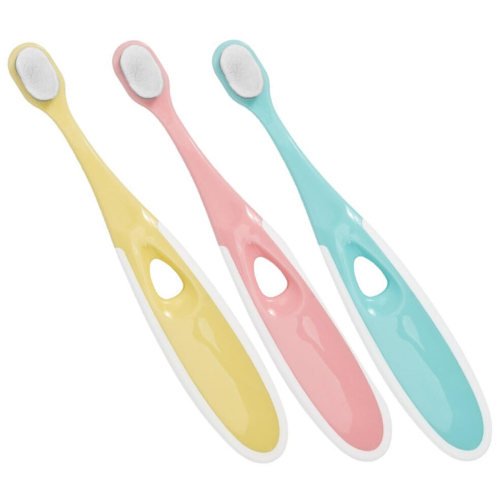Toddler Toothbrush 3Pack with Soft Bristles and Ergonomic Handle for Kids in Fun Colors