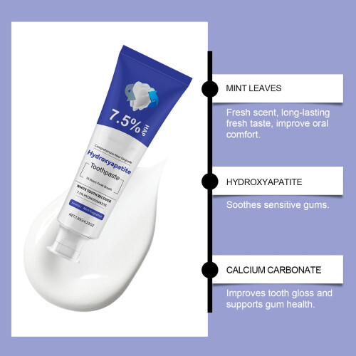7.5% Hydroxyapatite Toothpaste for Sensitive Teeth, Enamel Protection, Gentle Mint, Fresh Breath 1