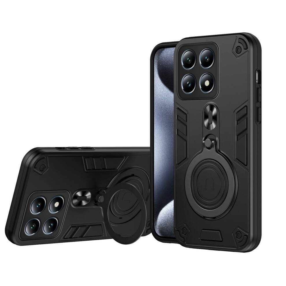 Case For Xiaomi 14T Pro Military Grade Shockproof Cover With 360 Rotating Magnetic Kickstand And Dustproof Protection Black 9330225002383