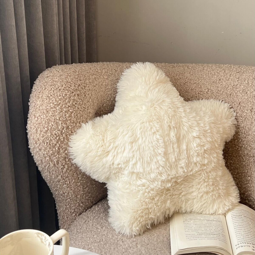 Star Pillow White Star Shaped Plush Cushion Fluffy Decorative Throw Pillow for Bedroom Nursery