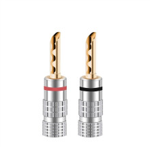 24K Gold Plated Banana Plugs 4mm Screw Lock Speaker Connectors for Audio Jack Secure Fit Set