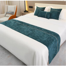 Green Chenille Bed Runner with Matching Pillows, Hotel Quality Scarf 260x50cm for 2m Bed