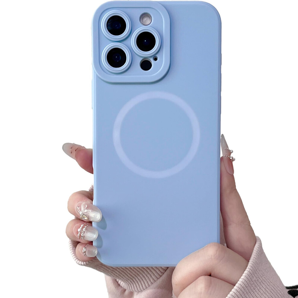 Case For Magsafe Iphone 13 Pro Max Liquid Silicone Shockabsorbing Slim Cover With Camera Protection Blue 9330225002666