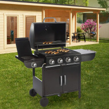 5-Burner Outdoor Gas Burner with Side Burner Gas Gill