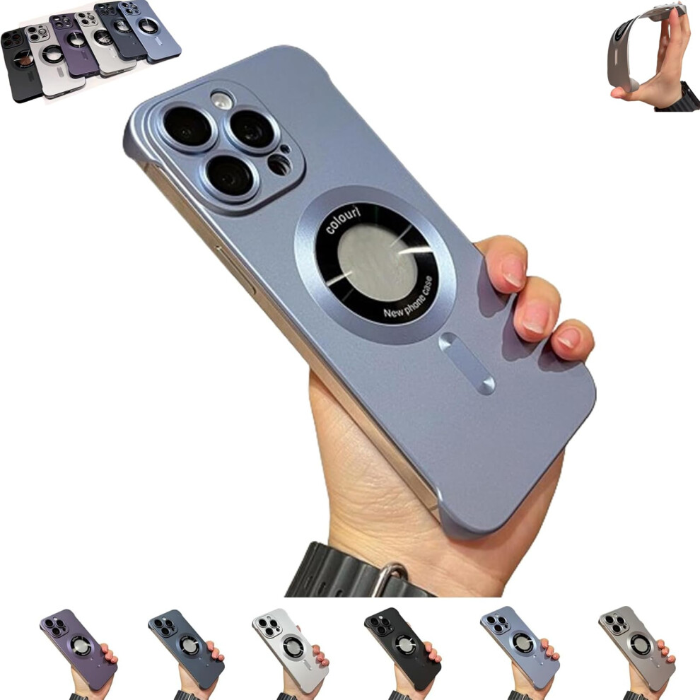 Magnetic Frosted Case For Iphone 12, Slim Matte Halfcover Design With 360 Shock Protection And Lens Shield (Blue) Blue 9330225006671