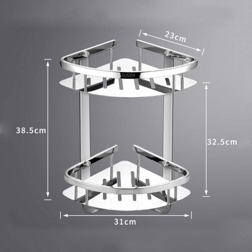 304 Stainless Steel Bathroom Corner Shelf Rustproof Triangle Shower Caddy SpaceSaving Storage 2