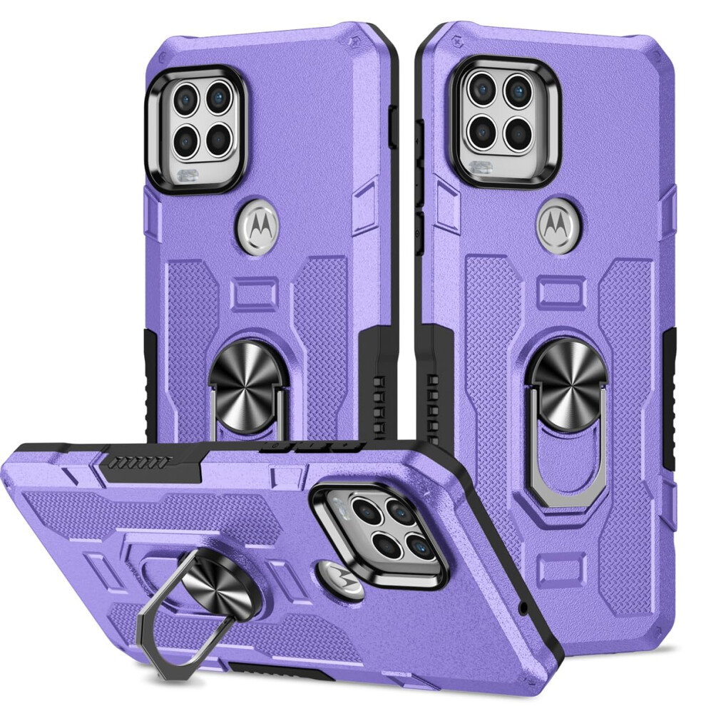 Military Grade Phone Case For Motorola Moto G Stylus 5G 2021, Shockproof Cover With 360 Magnetic Ring Kickstand Purple 9073542714255