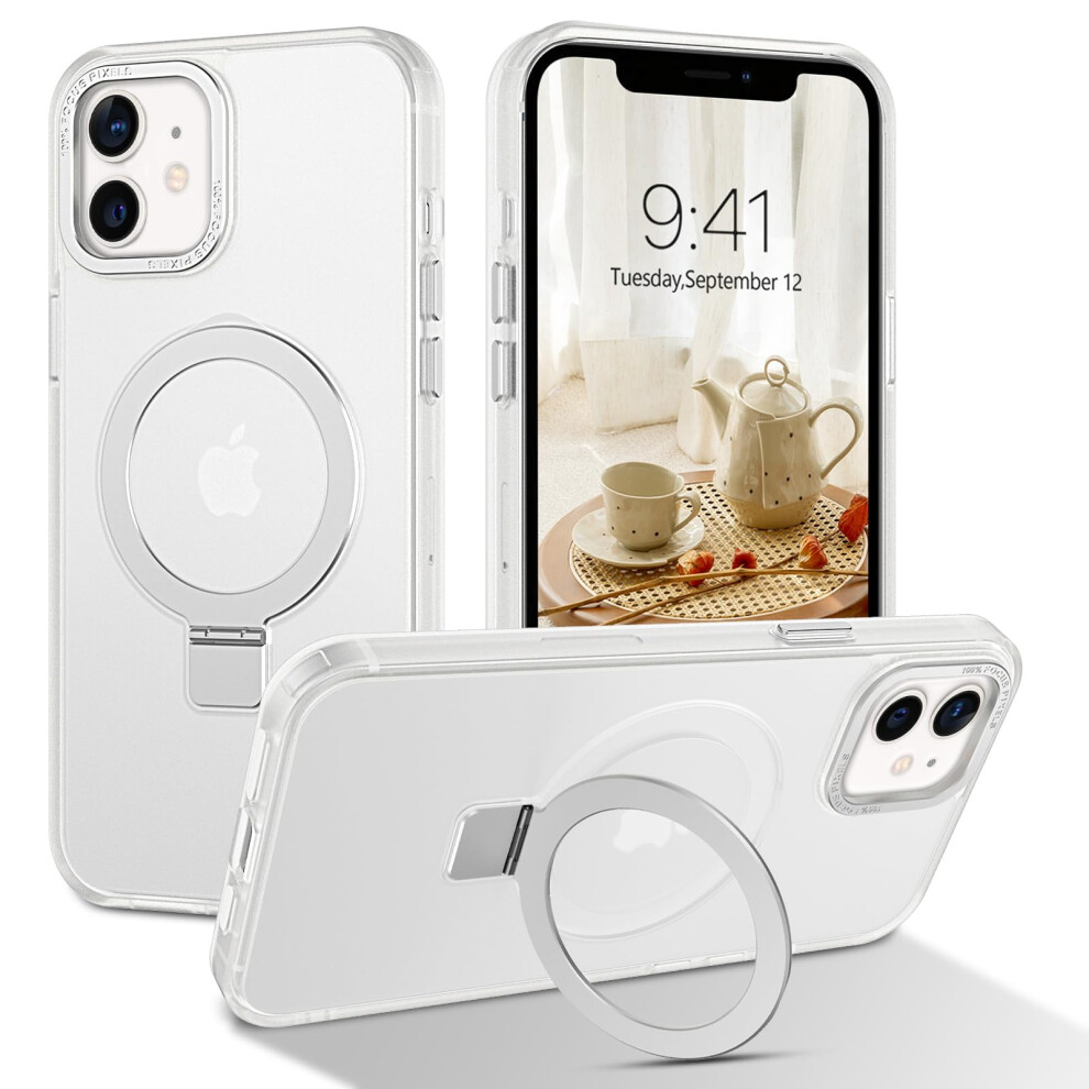 Magnetic Kickstand Ring Holder Frosted Clear Shockproof Slim Case For Magsafe Iphone 12 Mini 9073542714279
