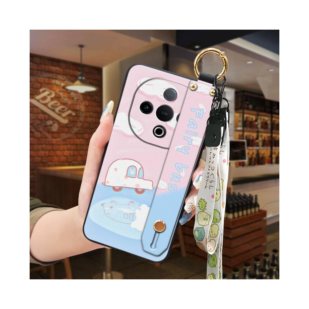 Phone Case Silicone Cover With Kickstand Wristband And Lanyard, Raised Camera Protection For Vivo Y300 5G 9073542714347