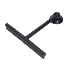 Shower Squeegee with Suction Cup, Soft Silicone Blade for Glass Doors and Windows, Black