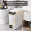 Small Bathroom Trash Can with OdorReducing PopUp Lid, 4 Gallon White Plastic Bin with Handle 3