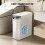 Small Bathroom Trash Can with OdorReducing PopUp Lid, 4 Gallon White Plastic Bin with Handle 4