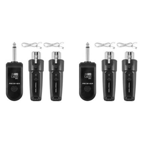 2X UHF XLR Adapter System Wireless Microphone Transmitter Receiver for Dynamic Microphone Guitar Audio Mixer PA System