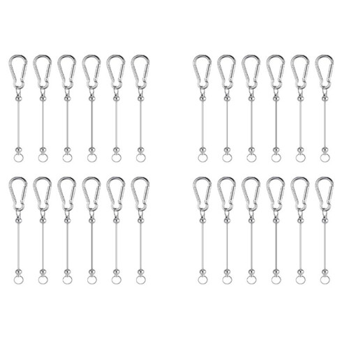 24Pcs Beadable Keychain Bars Silver Bead Keychain Bulk DIY Blank Keychain Bar for Bead Snap Hook Keychain for Making DIY