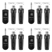 4X UHF XLR Adapter System Wireless Microphone Transmitter Receiver for Dynamic Microphone Guitar Audio Mixer PA System