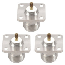 3X Connettore Femmina Tipo N Connettore Coassiale RF Connettore A 4 Fori con Coperchio A Saldare, Argento