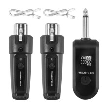 2X UHF XLR Adapter System Wireless Microphone Transmitter Receiver for Dynamic Microphone Guitar Audio Mixer PA System