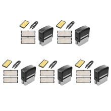 5X Self Inking Stamp Set Custom Personalised DIY Business Name Number Address Printing Rubber Stamp with Tweezers Kit