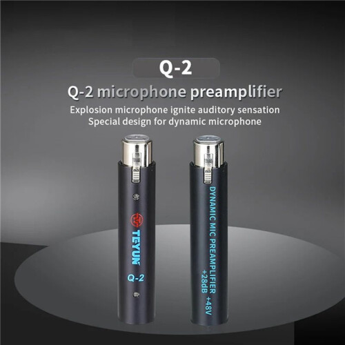 5X TEYUN Q2 Microphone Dynamic Preamplifier 28Db Gain Dynamic Mic Amplifier 48V Metal Structure Q-2 for Live 1