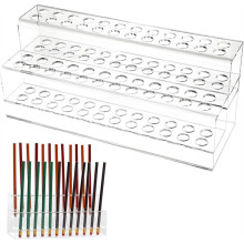 Acrylic Pen Holder,48-Slots Pen Display Stand 2 Tier Pencil Display Desk Stand Clear Eyebrow Pen for Home Office School
