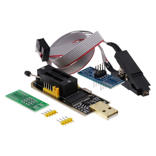CH341A USB Programmer with SOP8 Test Clip, SPI Flash EEPROM Programmer for 24 25 Series Chips