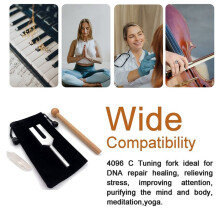 2X 4096 Hz Tuning Fork, Crystal Tuning Fork for Healing, Medical-Grade with Wood Hammer and Soft Storage Bag