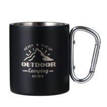Double Layer Insulated Camping Mug Light Weight Metal-Black