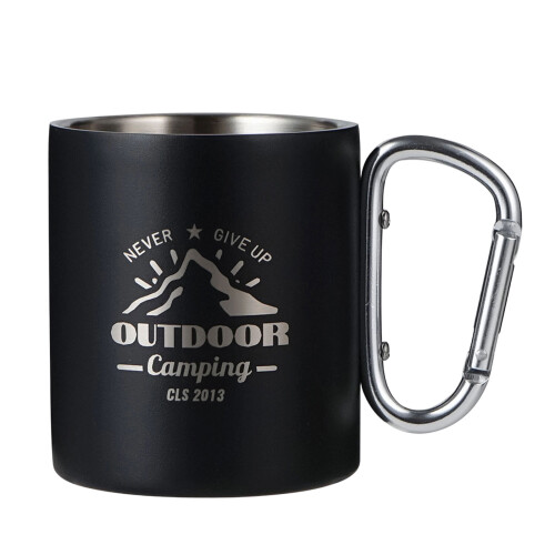 Double Layer Insulated Camping Mug Light Weight Metal-Black