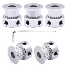 5Pcs GT2 Timing Belt Pulley 20T Aluminum 6.35mm Bore for 3D Printer 6mm Width Accurate Power Transmission