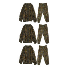 3X Foglia 3D Adulti Ghillie Completo da Uomo Bosco Camo /Camuffare A Caccia Cervo Stalking