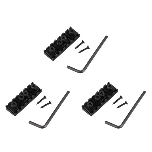 3X 7 String Locking Nut Electric Guitar Nut Tremolo Bridge 48mm (Black)