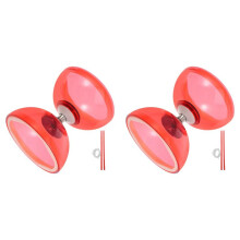 2X Triple Bearing Diabolo Toys Juggling Soft Rubber Double Wheel Kid Kids Outdoor Playset Crystal Tpu Red